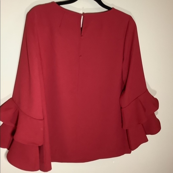 J CREW RUFFLED SLEEVES RED BLOUSE TALL NWT - Picture 5 of 8
